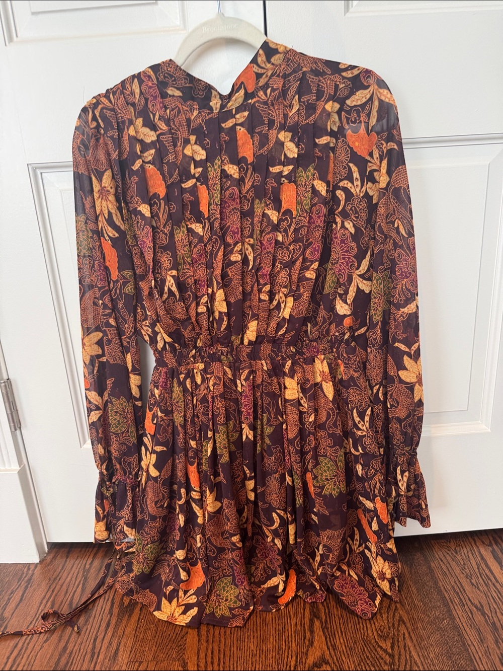 Lost and Wander Women’s Dark Brown Floral Long-Sleeve Dress - Autumn Print